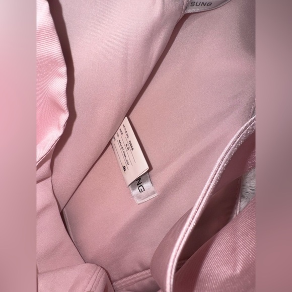 NWOT ALFRED SUNG ballet pink Bow Strap Satin Twill Trumpet Gown Sz 6 - Picture 4 of 6